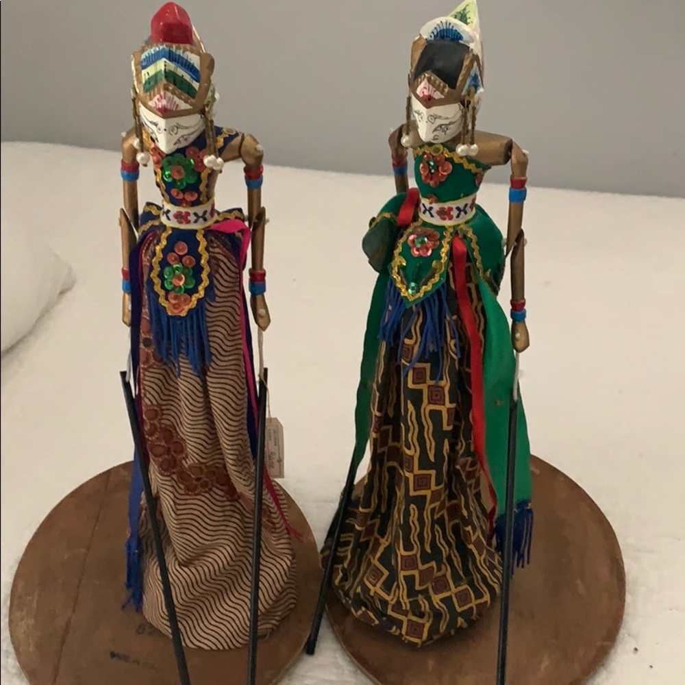 Vintage Indonesian Wayang Golek Java Stick Puppets
